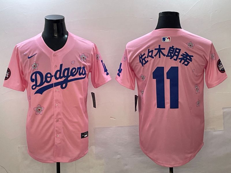 Men Los Angeles Dodgers 11 R.Sasaki Pink Sakura Edition 2025 Nike MLB Jersey style 1